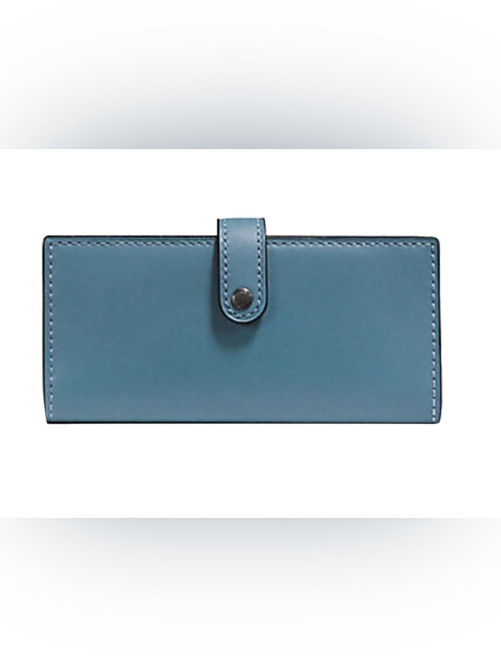 Coach Teal Blue Leather Snap Card Wallet - Picture 6 of 6